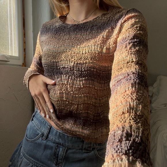 Textured Boho Striped Long Sleeve - Picture 4 of 4